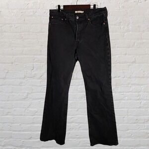 Levi's Premium Wedgie Bootcut Black Denim Jeans Size 32 Button Fly Womens